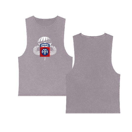 Airborne Paratrooper Wings US Army Military Double Sided Mineral Wash Tank Tops