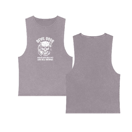 Devil US Navy Corpsman DOC Badass Army Veteran Double Sided Mineral Wash Tank Tops