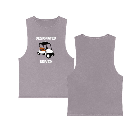 Designated Driver Double Sided Mineral Wash Tank Tops Funny Golf Cart Golfers