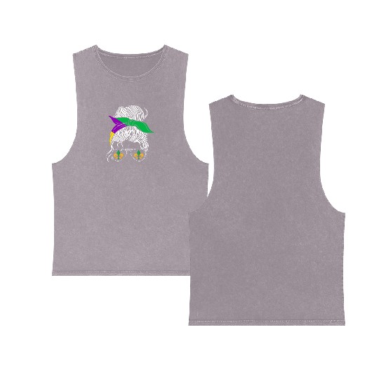 Mardi Gras Mom Costume Festival Parade Beads Mardi Double Sided Mineral Wash Tank Tops