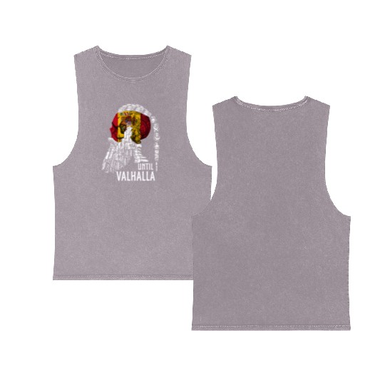 Until Valhalla Viking Skull Spain FLag Double Sided Mineral Wash Tank Tops