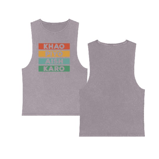 Punjabi - KHAO PIYO AISH KARO Double Sided Mineral Wash Tank Tops