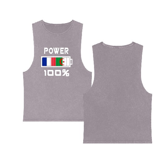Algeria and France Power 100% Double Sided Mineral Wash Tank Tops