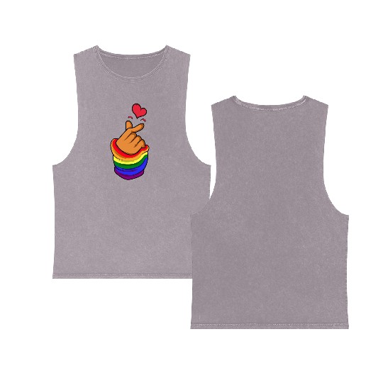 LGBT Korean Heart Transgender Gift Double Sided Mineral Wash Tank Tops