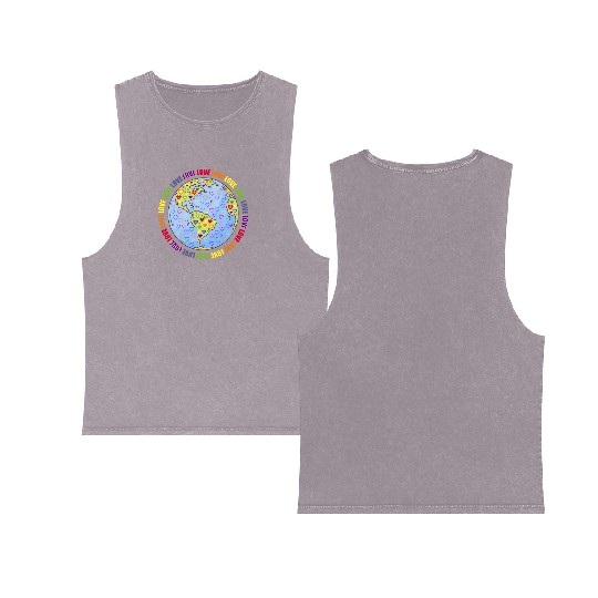 LGBT Pride Rainbow Hearts Lesbian Gay Bi Trans Double Sided Mineral Wash Tank Tops