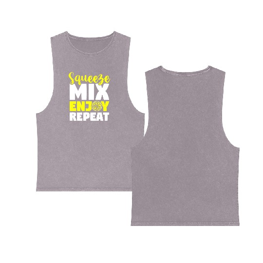 Squeeze Mix Enjoy Repeat Lemon Juice Boss Double Sided Mineral Wash Tank Tops