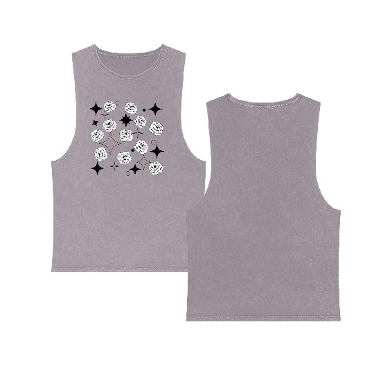 Minimalist and celestial aesthetic flower design Double Sided Mineral Wash Tank Tops