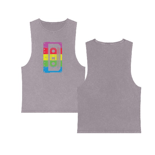 Colorful Retro Cassette Tape Double Sided Mineral Wash Tank Tops