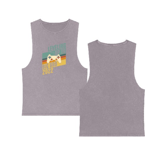 Level up Big Brother 2022 Baby Gamer Boy Baby Double Sided Mineral Wash Tank Tops