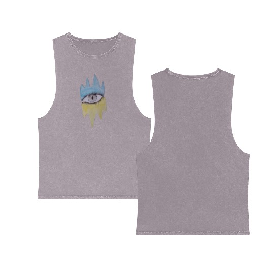 Draw the world in the middle is an eye design Double Sided Mineral Wash Tank Tops