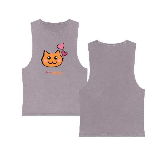i love meow Double Sided Mineral Wash Tank Tops