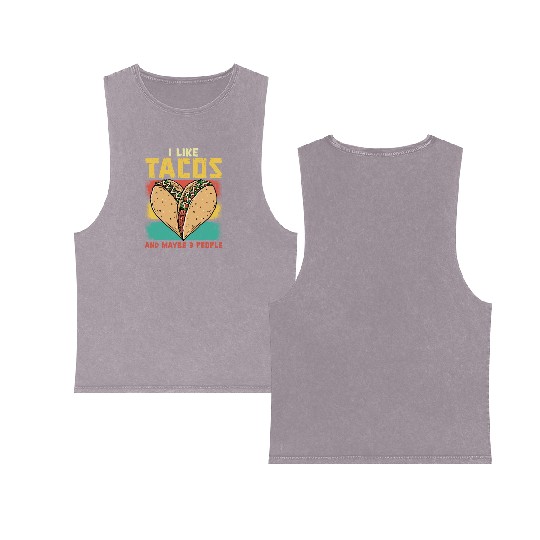Funny Taco Cinco De Mayo Tacos Fun Lovers Double Sided Mineral Wash Tank Tops