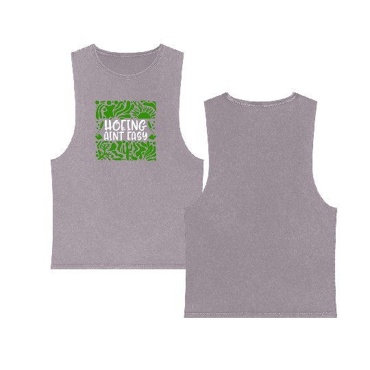Vegetable Hoeing Double Sided Mineral Wash Tank Tops, Hoeing Ain't Easy,