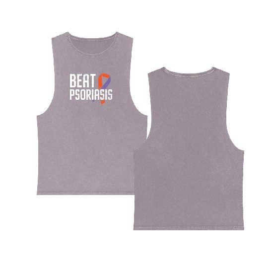 Beat Psoriasis Skin Disease Psoriasis Awareness Double Sided Mineral Wash Tank Tops