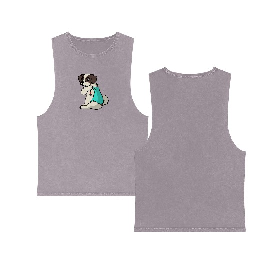 I Love Mom Tattoo Shih Tzu Double Sided Mineral Wash Tank Tops