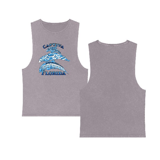 Captiva Florida Vacation Tribal Dolphins Double Sided Mineral Wash Tank Tops