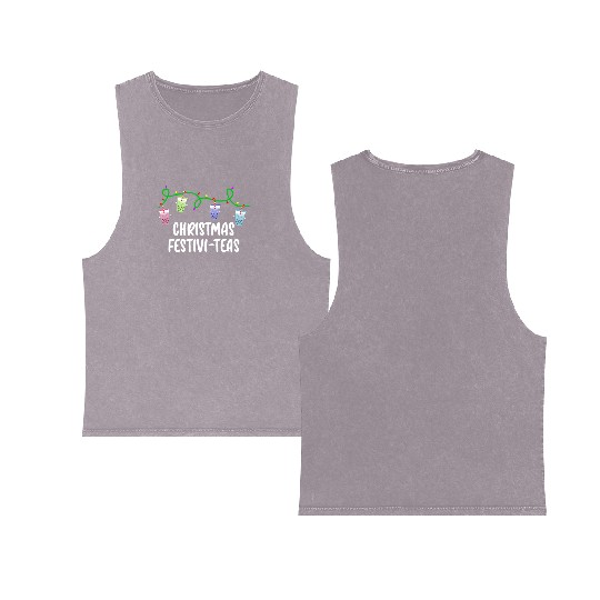 Boba Tea Relax Christmas Cute Kawaii Bubble Milk Double Sided Mineral Wash Tank Tops