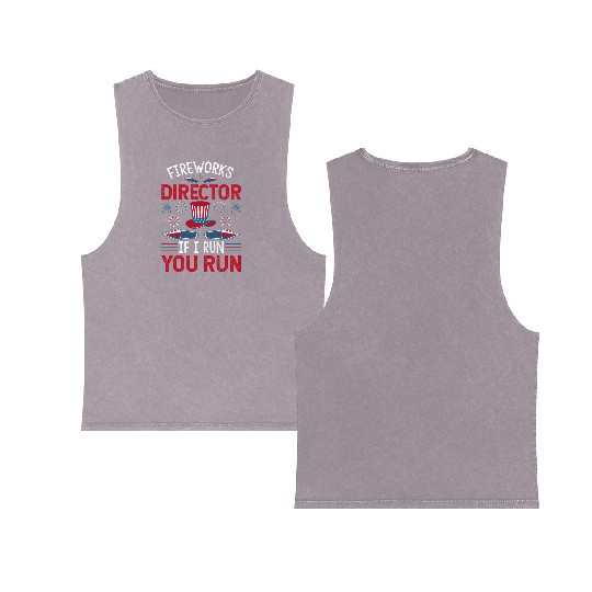 Funny 4th Of July Independence Day Fireworks Gifts Double Sided Mineral Wash Tank Tops