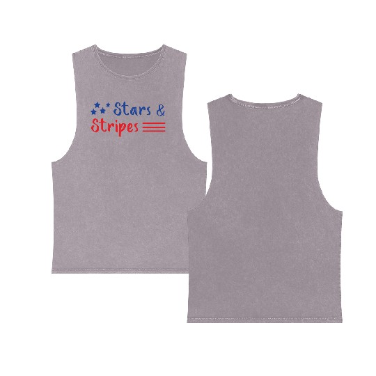 Stars and Stripes Us Flag Double Sided Mineral Wash Tank Tops