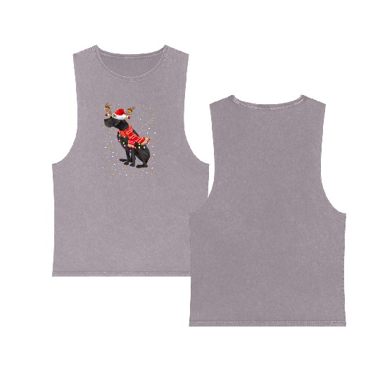Great Dane Reindeer Christmas Light Double Sided Mineral Wash Tank Tops