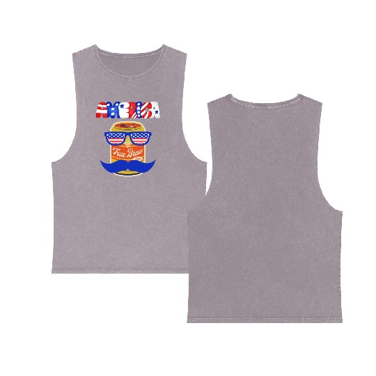 funny patriotic mullet beer 4th of july summer Double Sided Mineral Wash Tank Tops
