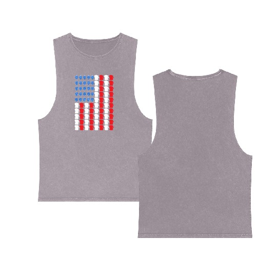 funny patriotic mullet beer 4th of july summer Double Sided Mineral Wash Tank Tops