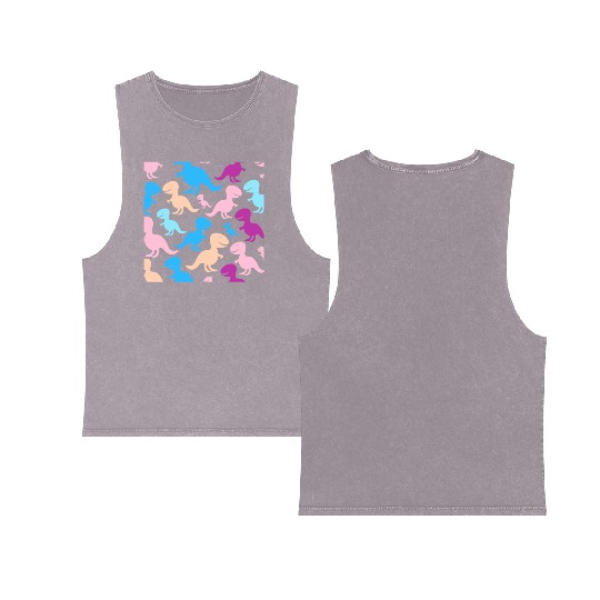 PAPA SAUR, Father's Day Double Sided Mineral Wash Tank Tops