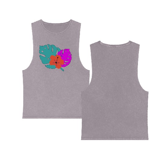Hibiscus and leaves Double Sided Mineral Wash Tank Tops