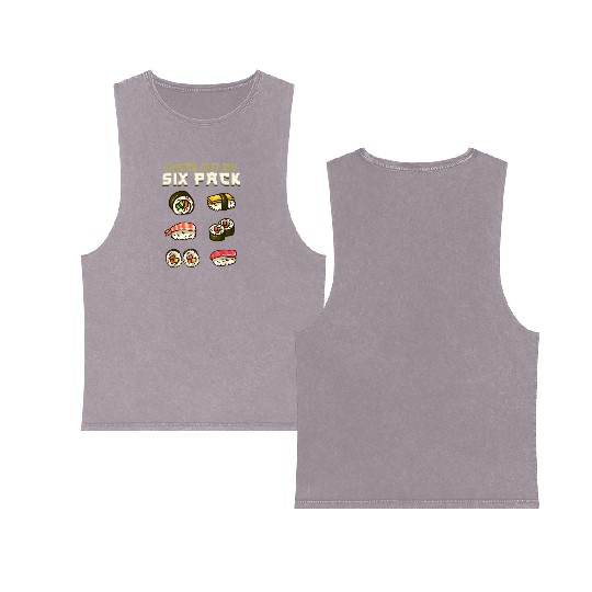 Sushi Japanese Gym Gift Double Sided Mineral Wash Tank Tops
