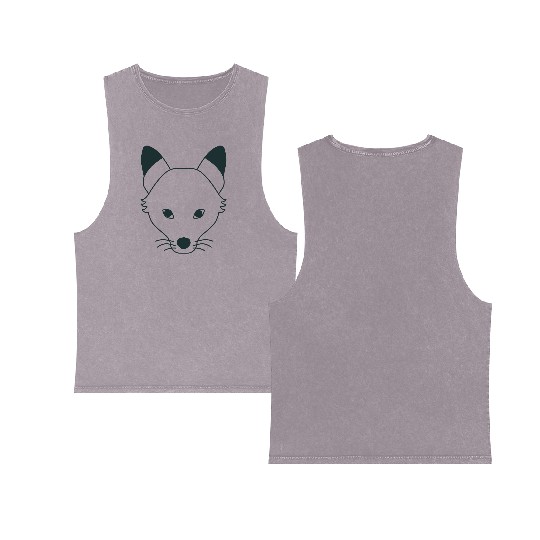 long wolf face Double Sided Mineral Wash Tank Tops