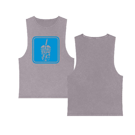 Button sign bubble tea Double Sided Mineral Wash Tank Tops