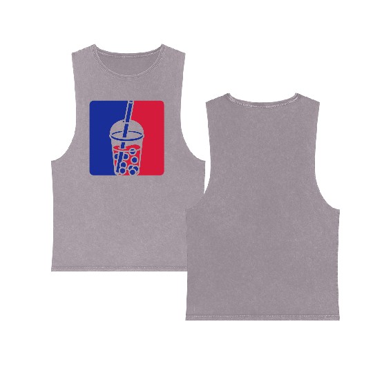 Blue red bubble tea Double Sided Mineral Wash Tank Tops