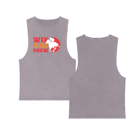 Win Place Show Equestrian Gift Double Sided Mineral Wash Tank Tops
