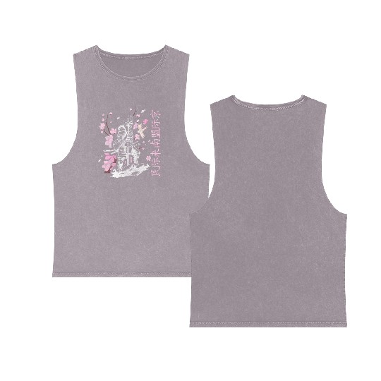 Japan Cherry Blossom Festival Spring Colorful Double Sided Mineral Wash Tank Tops