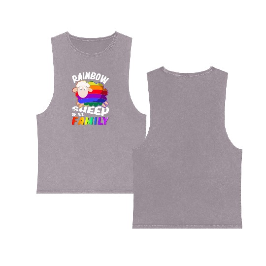 Rainbow Sheep Lesbian Gay Pride Double Sided Mineral Wash Tank Tops