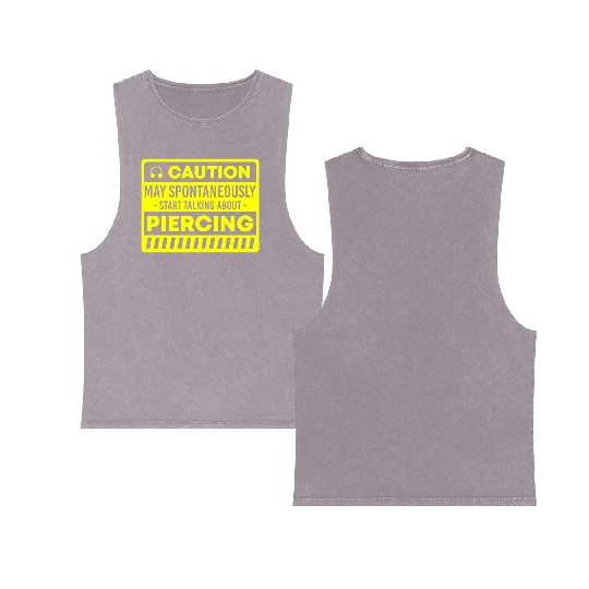 Piercing Work Tattoo Studio Double Sided Mineral Wash Tank Tops