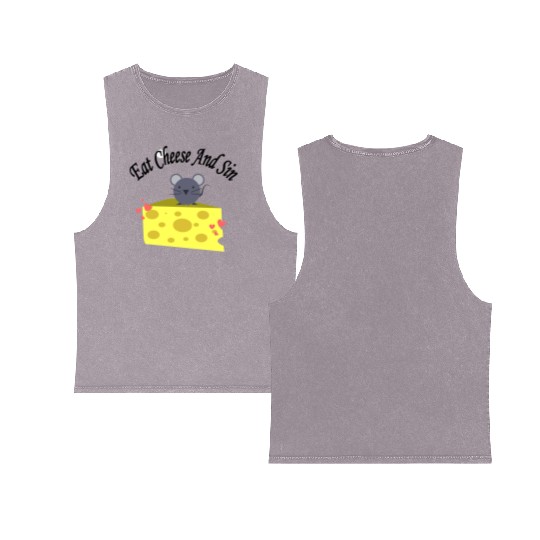 Eat cheese and sin, Best Street art! Classic Double Sided Mineral Wash Tank Tops