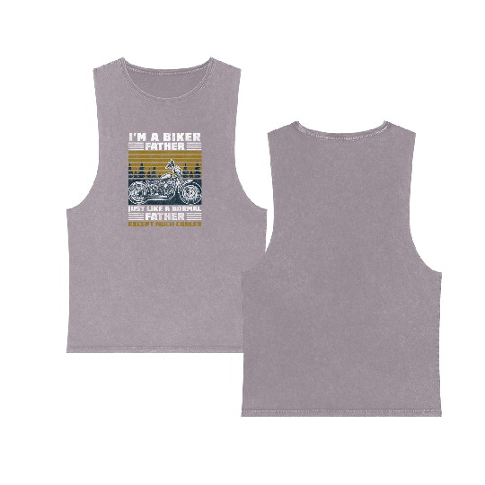 Motorbike Chopper Racing Cross Double Sided Mineral Wash Tank Tops