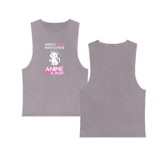 Just A Girl Who Loves k=pop Double Sided Mineral Wash Tank Tops