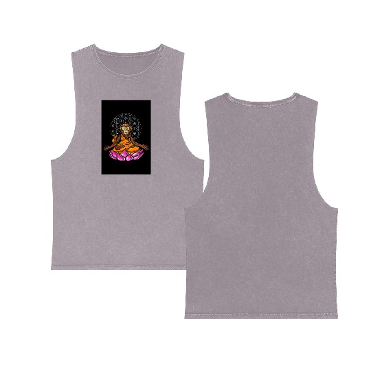 Monkey Buddha Meditation Double Sided Mineral Wash Tank Tops
