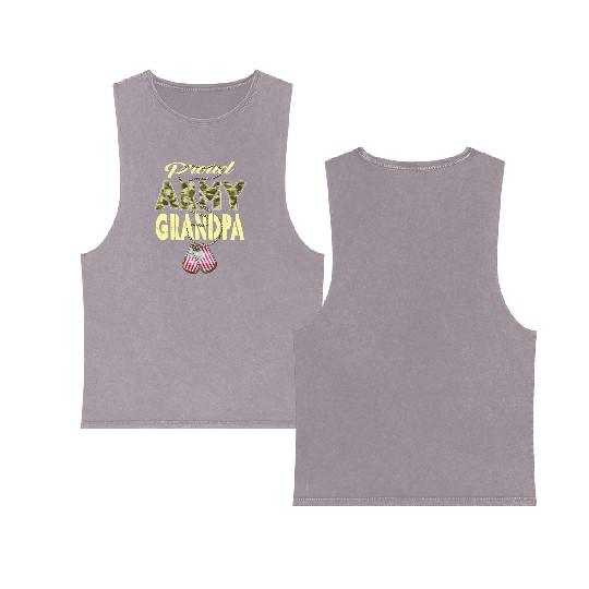 Proud Army Grandpa Camo Us Dog Tag Military Grandf Double Sided Mineral Wash Tank Tops