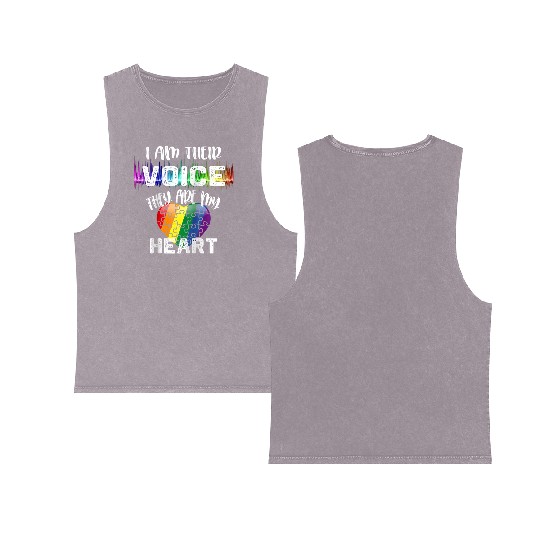Autism Teacher I Am Their Voice They Are My Heart Double Sided Mineral Wash Tank Tops