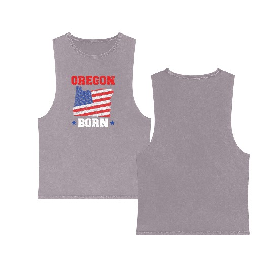 Oregon Born USA America Oregonians Travel Tourist Double Sided Mineral Wash Tank Tops