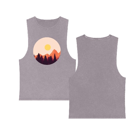 sunset horizon mountains Double Sided Mineral Wash Tank Tops