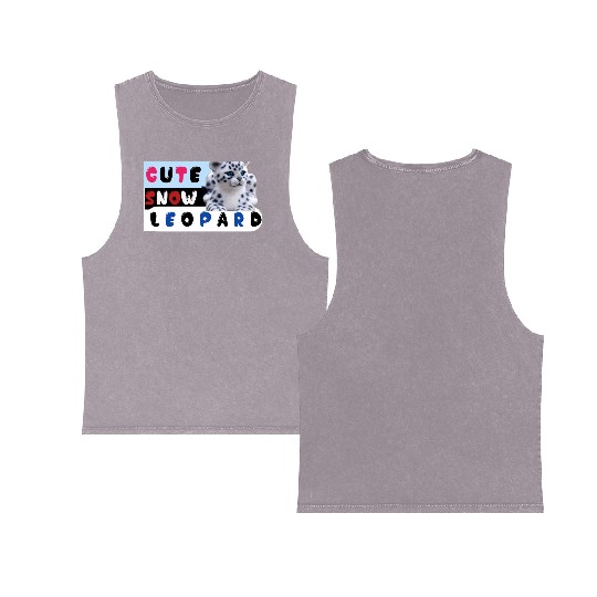 Cute Snow leopard |big cats Double Sided Mineral Wash Tank Tops