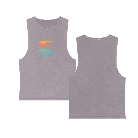 Artistic Lahaina Maui Hawaii Palm Tree Vacation Double Sided Mineral Wash Tank Tops
