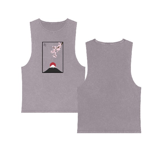 Japanese Mount Fuji Double Sided Mineral Wash Tank Tops Premium