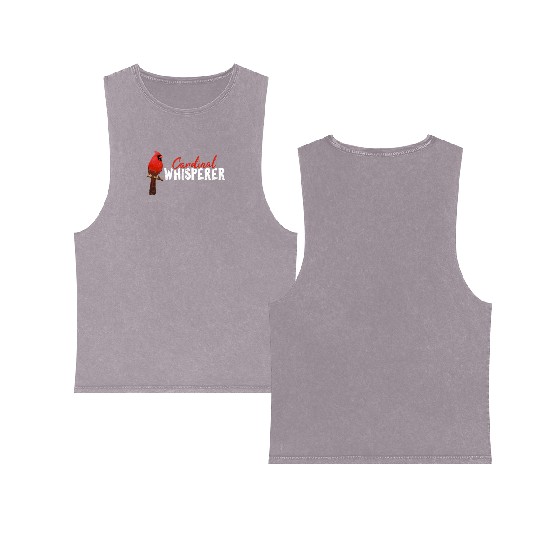 Cardinal Whisperer Northern Cardinal Bird Red Card Double Sided Mineral Wash Tank Tops