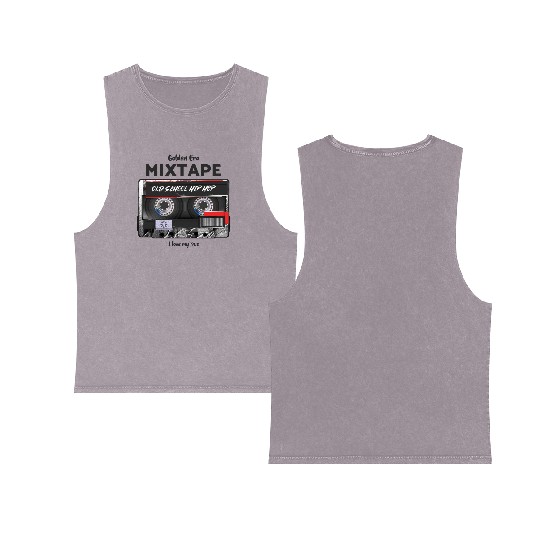 Old School Hip Hop cassette Double Sided Mineral Wash Tank Tops