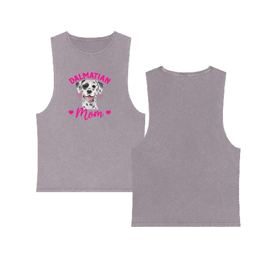 Dog Lover Puppy Cute Dalmatian Mom Double Sided Mineral Wash Tank Tops